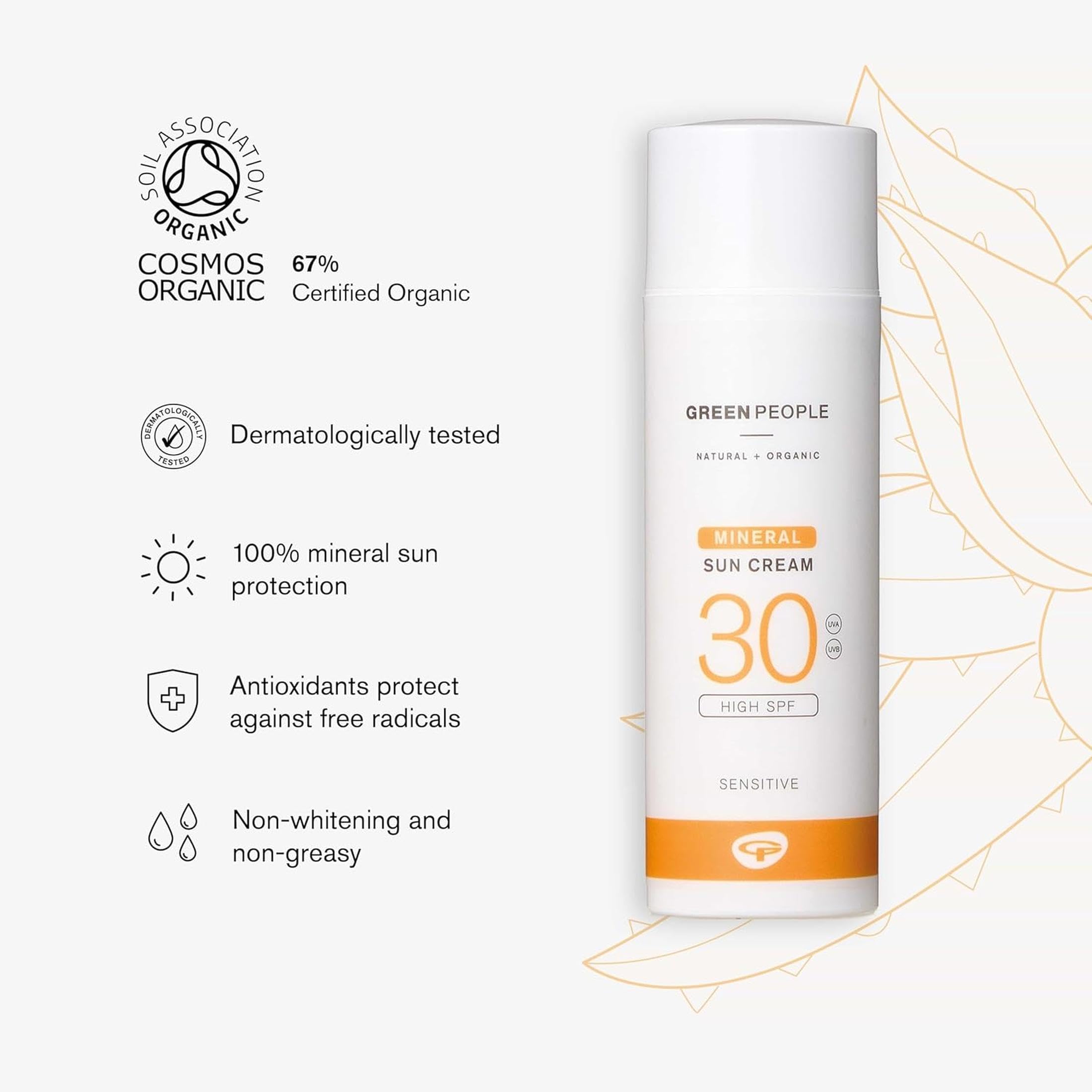 Green People Mineral Sonnencreme SPF30 mit Zinkoxid, 50ml