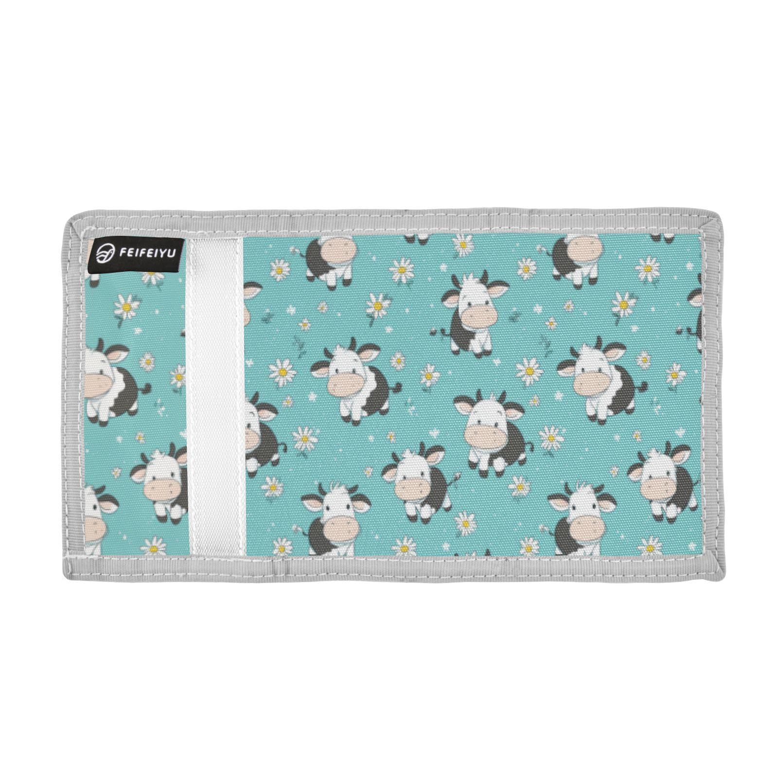 Wusikd Cows Daisy Kids Wallet for Boys Girls Cute Toddler Trifold Wallet Novelty Wallet for Teens Women Men
