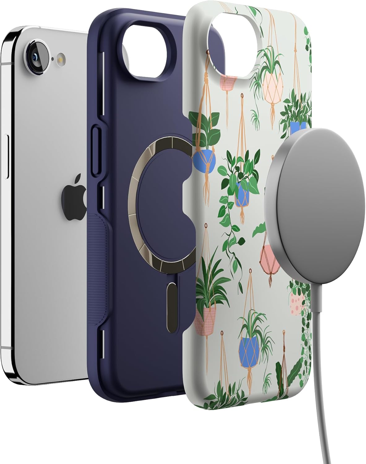 Casely iPhone 16e Case | Hanging Around | Potted Plants Floral | Bold Protective Design | Compatible with MagSafe