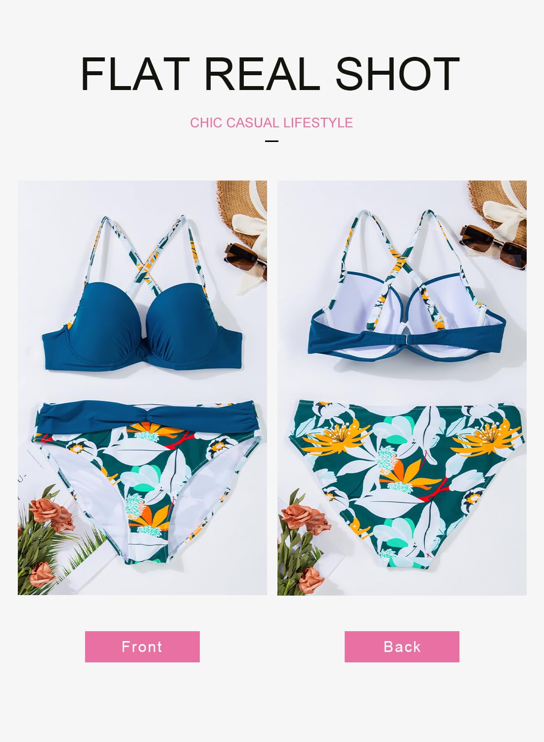 Dokotoo Damen Bikini Set Sexy Push Up Badeanzug Zweiteilige Bademode Swimsuit S-XXL