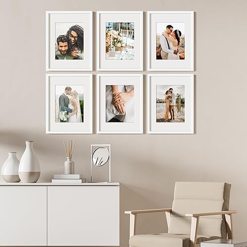 Vista 206 de upsimples - Portarretratos para galería de fotografías en la pared, marcos para fotos de 8 x 10 pulgadas con paspartú u 11 x 14 pulgadas sin Natural