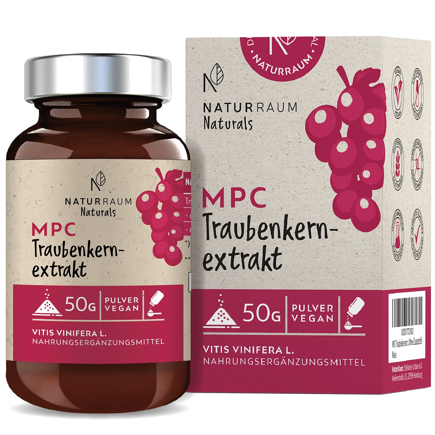 MPC Traubenkernextrakt Pulver I 50 g im Glas I Vegan I bis zu 44-mal bioverfügbarer als OPC Traubenkernextrakt I Hochdosiert I Qualität aus der Champagne in Frankreich I Ohne Zusatzstoffe