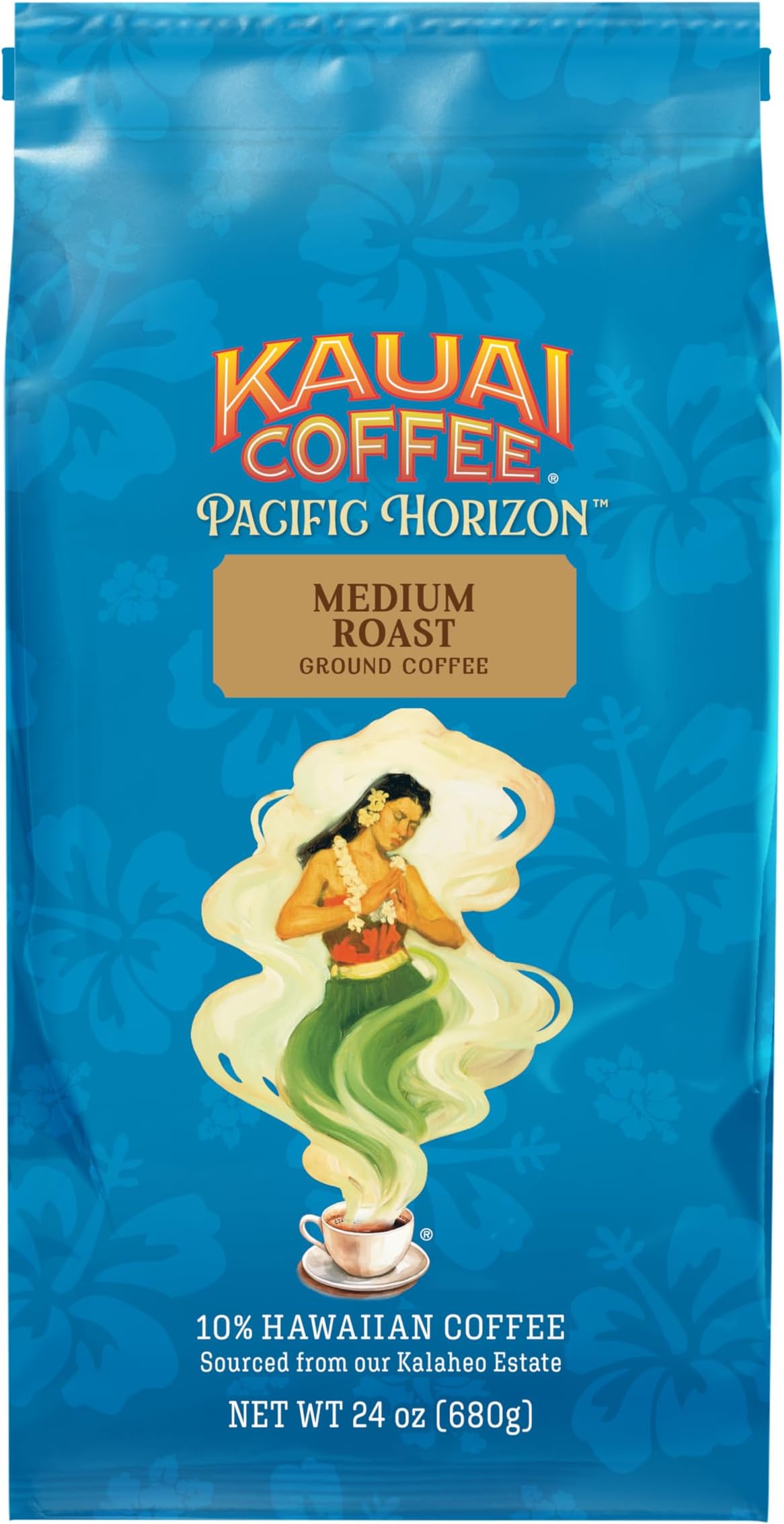 Kauai Coffee Ground Coffee – Smooth, Rich, Medium Roast – Light Floral Notes, Bright Aroma – Arabica Coffee, 10% Hawaiian with No Bitterness – Koloa Estate, 1 Pack of 24oz