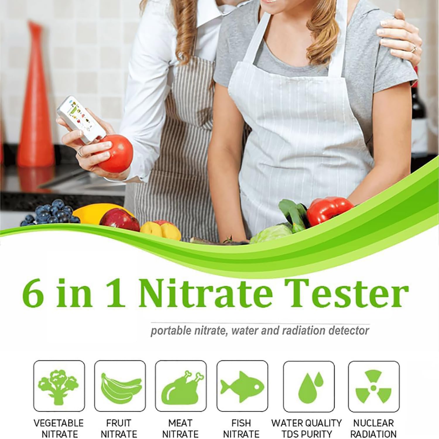 Testeur de nitrate alimentaire, détecteur numérique de résidus de pesticides, haute précision avec minuterie, affichage 3 couleurs pour légumes, fruits, viandes, poissons, eau et radiations