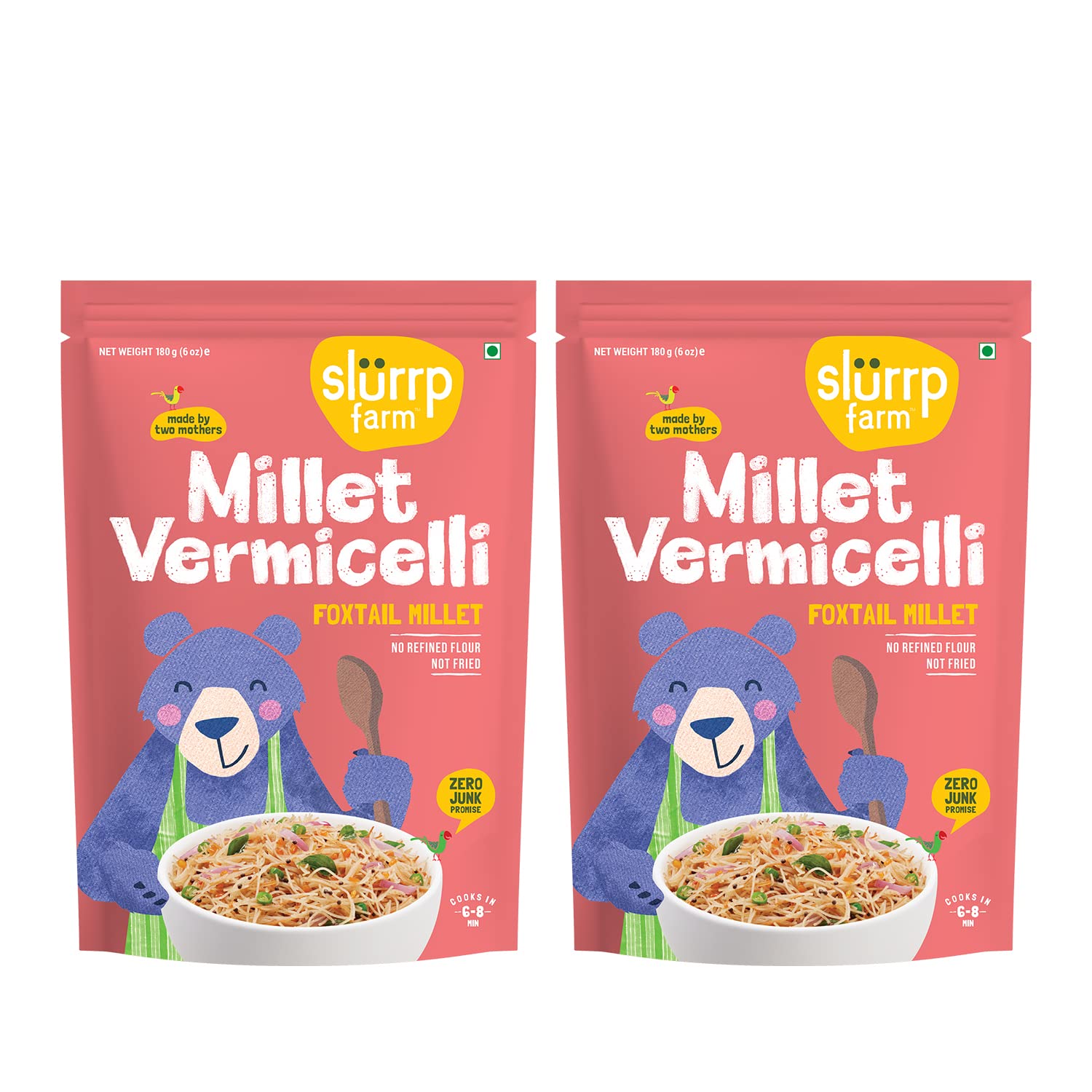 Slurrp Farm Foxtail Millet Vermicelli | No refined flour, no white rice | (Pack of 2) 192g each
