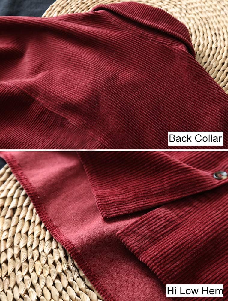 FTCayanz Women's Corduroy Shirt Jacket Casual Long Sleeve Coat Button Down Outerwear Tops - Image 5