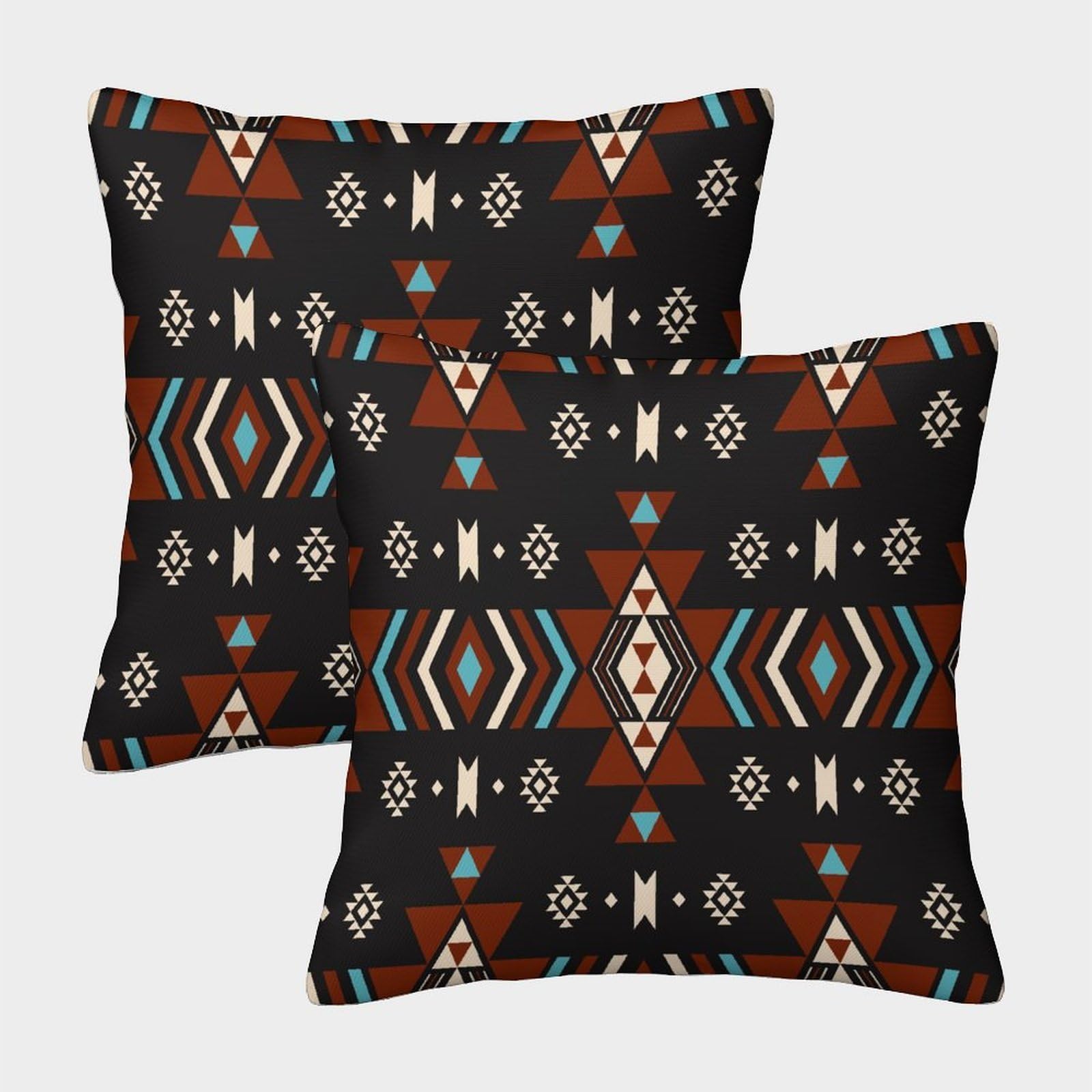 kaiyun 2 Pack 3D Ethnic Geometric Patterns,Vintage Colors Cushion 3D Soft Touch Pillowcase,sofa Chair Home Furnishings 40x40cm