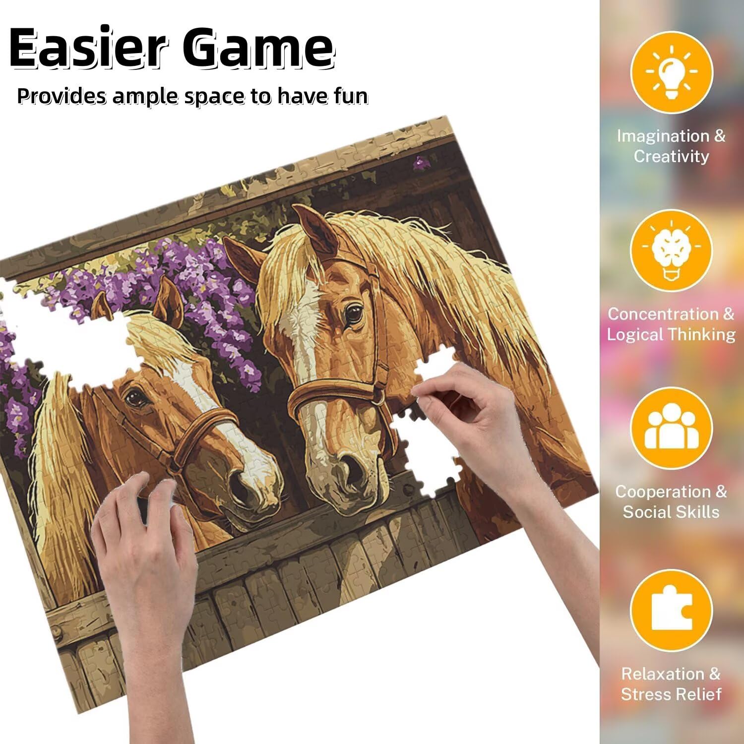 Jigsaw Puzzle, 5000 Pezzi Puzzle Classici, Fattoria Puzzle Rilassamento Intelligence, Mpossibile Difficile Puzzle Impegnativo per Adulti Puzzle Gioco Familiare, Regalo per Amore Amico Cavallo fr0-423