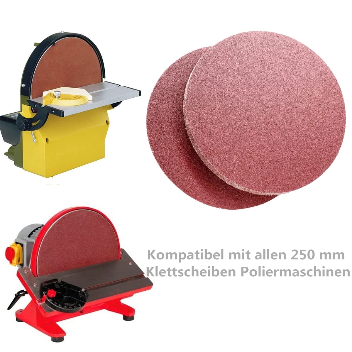 Disco de Lija, FEIHU 30 Piezas Discos de Pulir 250 mm Grano Cada5XP60/100/120/180/240/320, rojo sin perforar,papel de lija juego de platos de lija/Compatible con lijadoras de disco