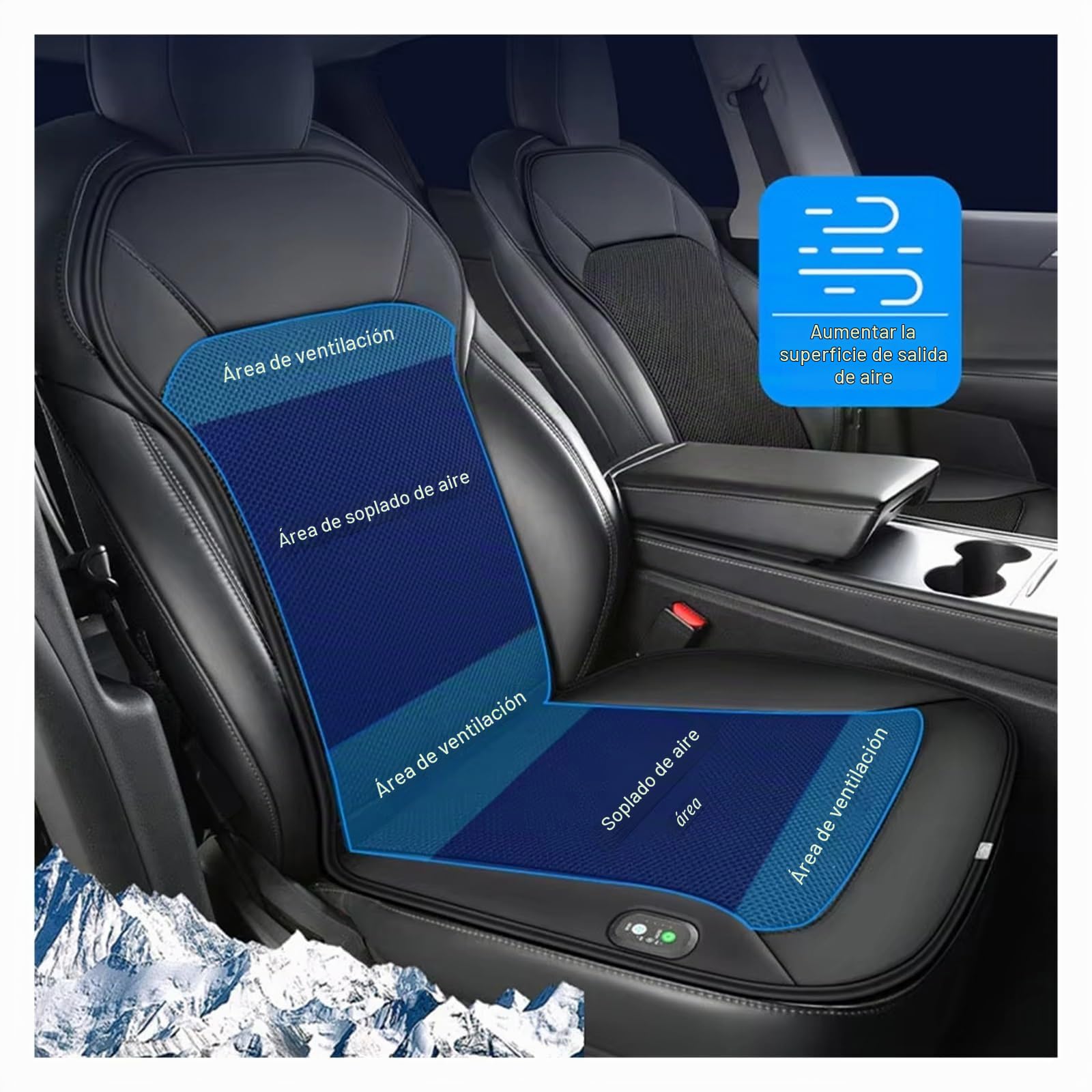 Fundas Asientos Coche Cojín De Asiento para Tesla para Model Y para Model 3, Funda Transpirable con Ventiladores para Conducción En Verano Fundas de Asiento(1PCS 16Fans Black)