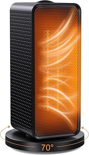 Calentador de espacio pequeño, calentador oscilante de 70 para uso en interiores, calentador eléctrico de cerámica PTC mejorado de 1200 W,