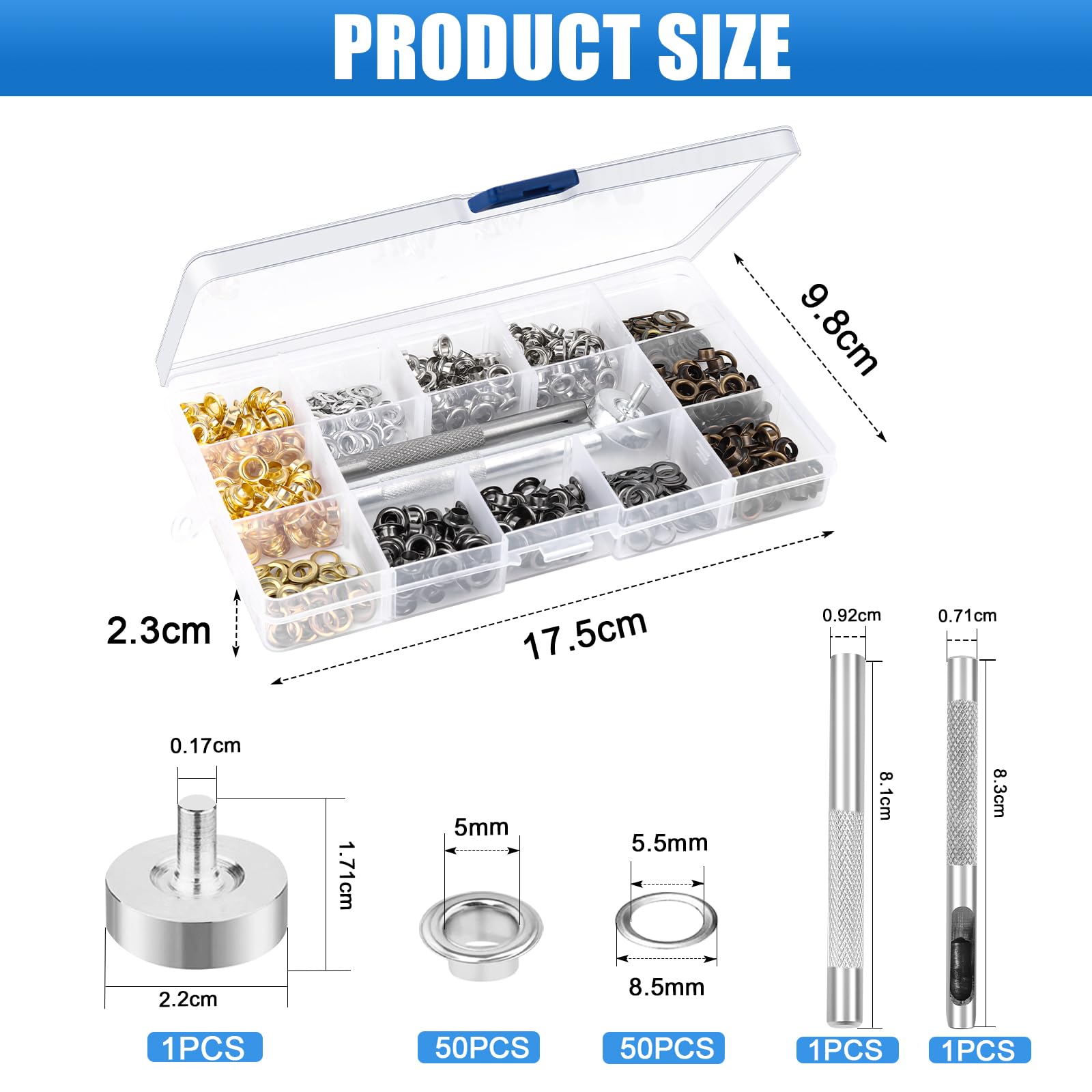 Kit 400 Pezzi Occhielli Metallici - 4 Colori, Diametro 5mm Per Teloni, Borse, Scarpe E Tessuti - Foto 5