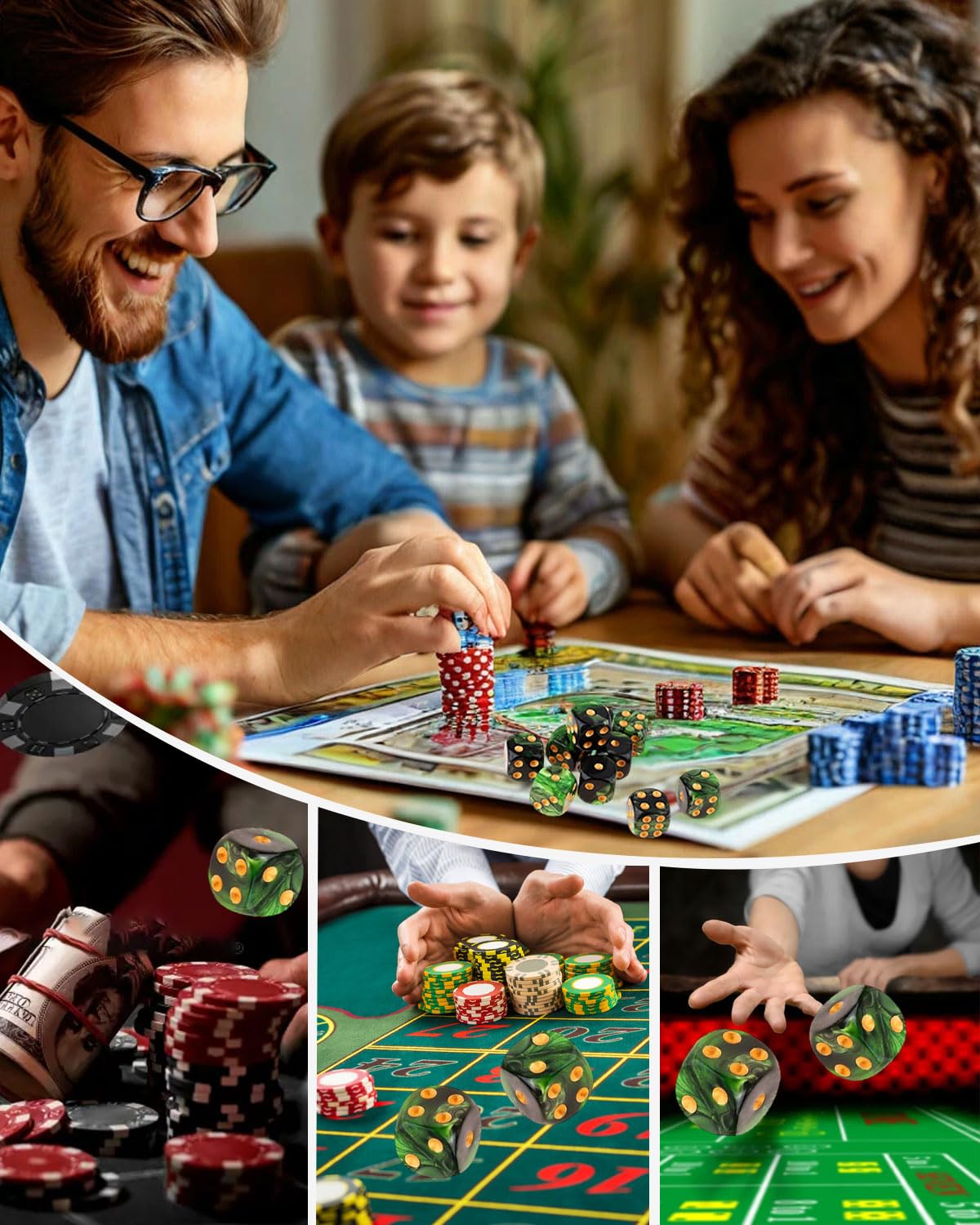 10 PCS Dados,16mm D6 Dado Acrílicos,Dados Verde-Negro con Bolsa de Tela,para Juegos de Mesa,Rol,Mesa,Lecciones de Matemáticas