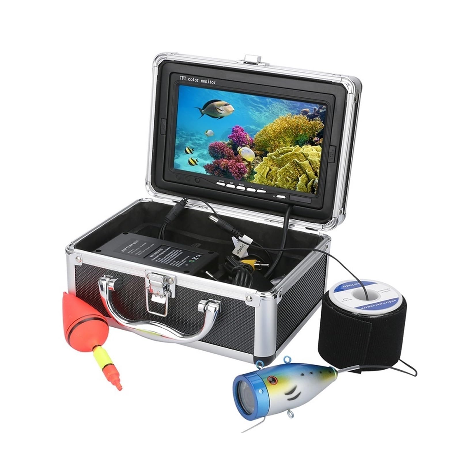 Buscador de Peces, Cámara de Pesca submarina 7 Pulgadas HD 1000tvl, Kit videocámara, lámpara LED infrarroja, Luces, Video, buscador Peces, 50 m(IR Leds 30M Cable)