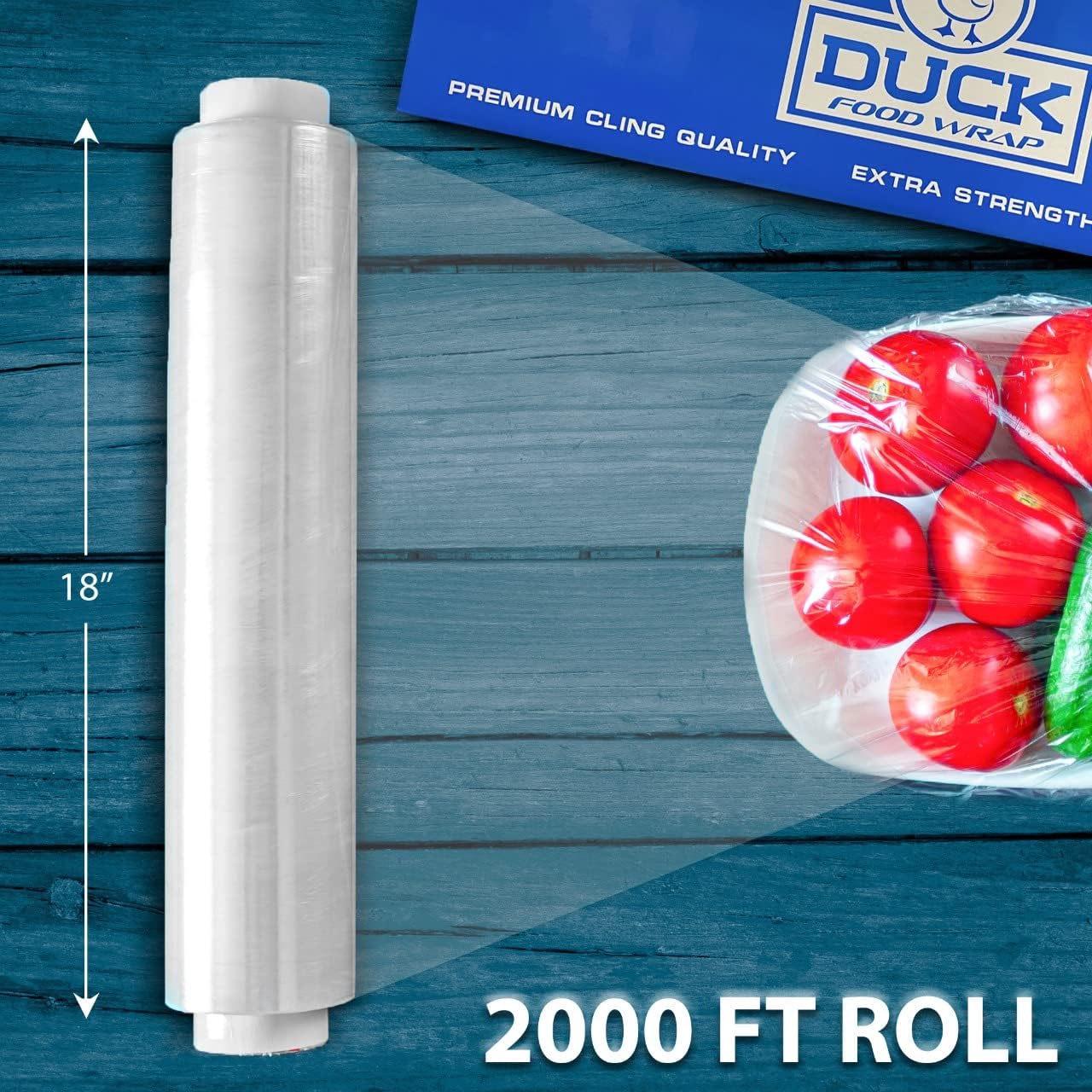 18”x 2000 ft. Plastic Wrap with Seal & Slide Cutter on Box - Restaurant & Commercial Grade, Excellent Quality & Heavy Duty - Great For Sealing, 1 box