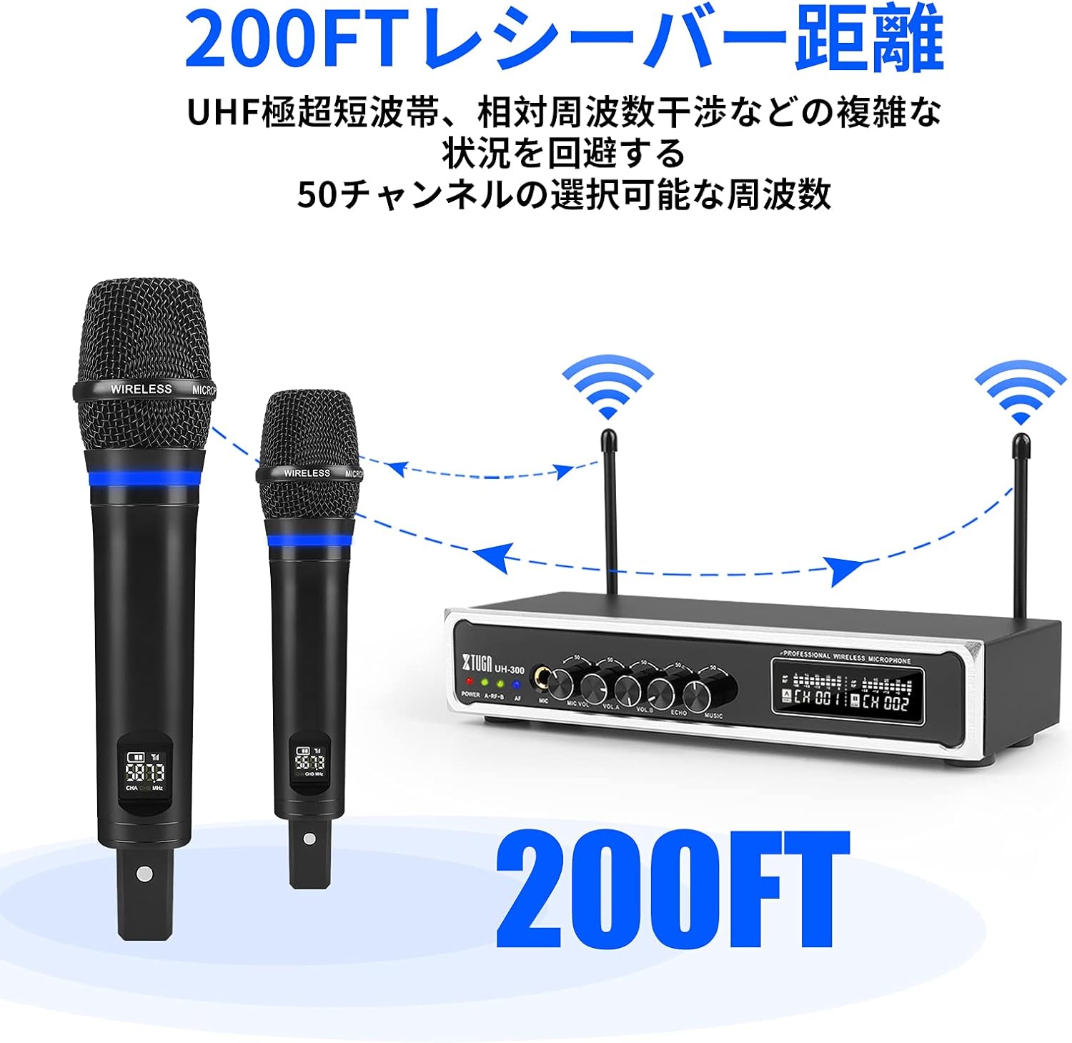 XTUGA UH-300 Wireless Range and Channels