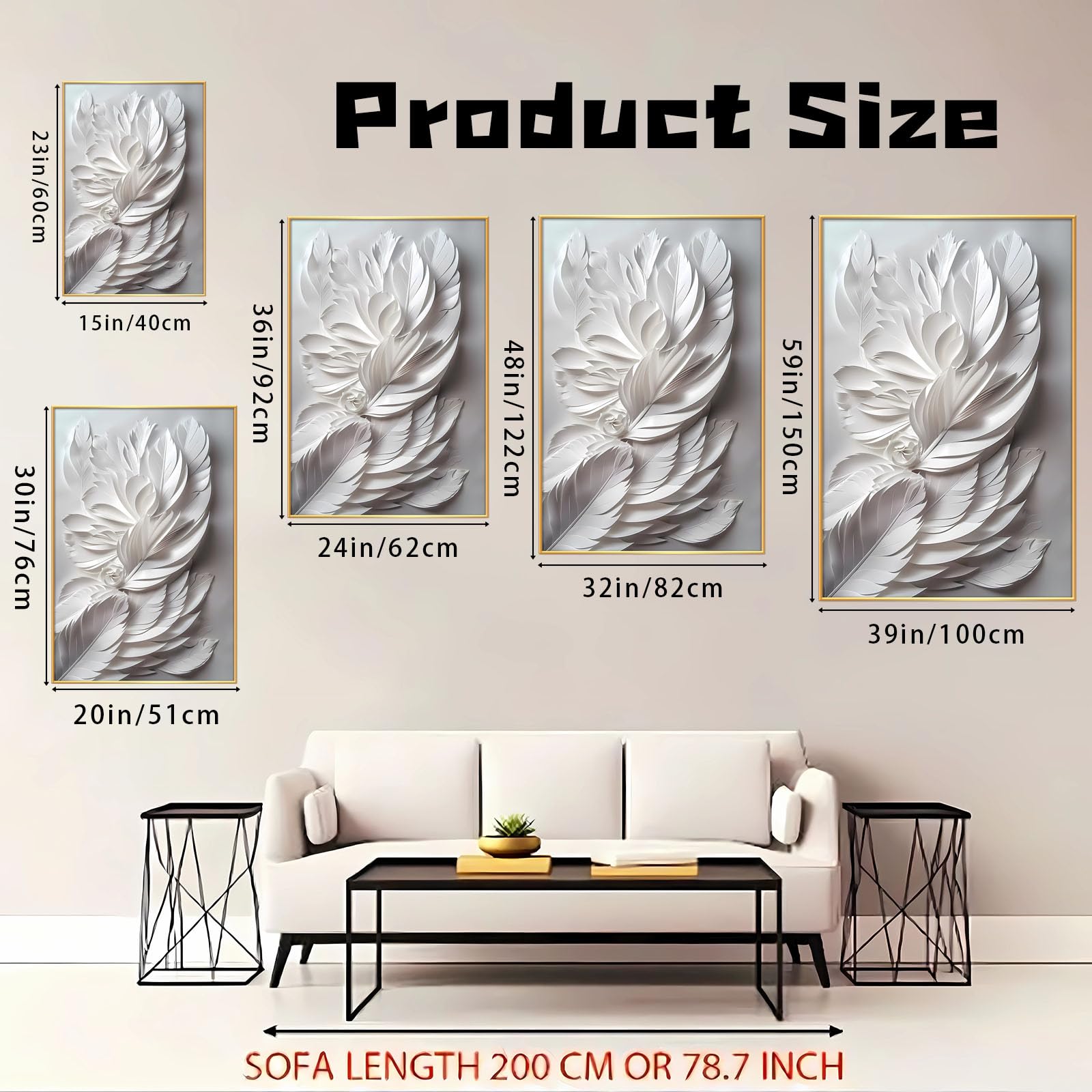 Set De 3 Impressions Murales – Plumes Blanches Sur Fond Vert Sauge, Art Mural Line Art, Déco Intérieur