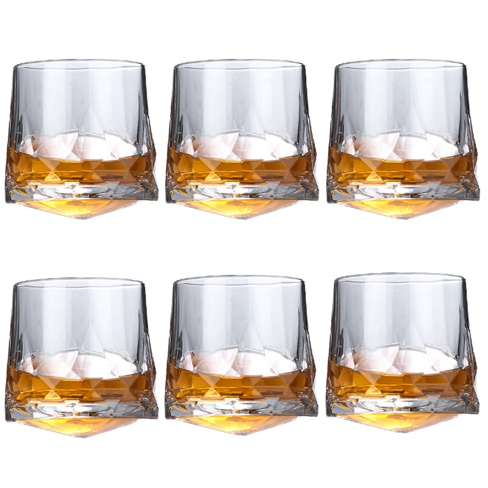 Szklanka do piwa， 6 9oz Obrotowe Wino Whiskey Piwo Napój Szklanki Przezroczyste Szklanki Zestaw Szklanek