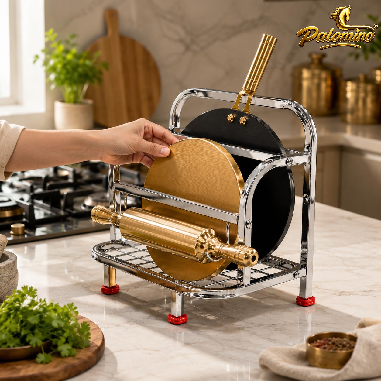 Palomino Chakla Belan Tawa Chimta Lighter Stand 3 in1 Holder -5
