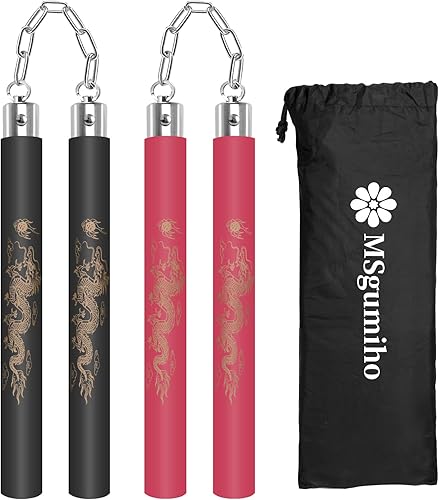 Vista 9 de Nunchucks Nunchucks - Juego de 2 unidades con sistema de bolas de rodamiento y cadena de acero, 2 unidades para niños, principiantes y adultos