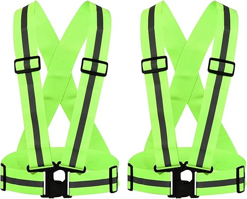 Miniatura 6 de M METERXITY Paquete de 2 chalecos reflectantes, tira ajustable, cinta reflectora de seguridad ligera de alta visibilidad, para correr y caminar