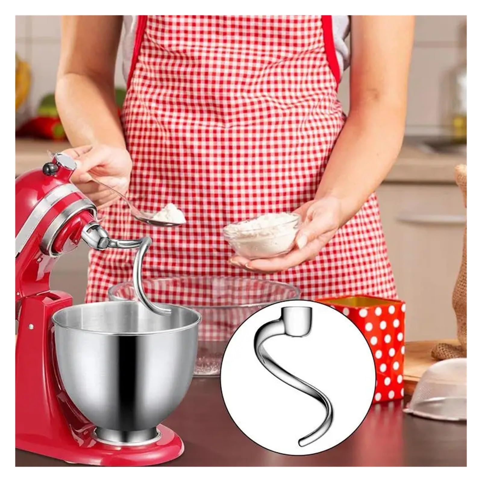 1 pz, Compatibile for Utensili da Cucina 4,5-5 Quart Testa inclinabile Mixer in Acciaio Inossidabile Gancio for impastare Parti di Ricambio Ganci for Pane