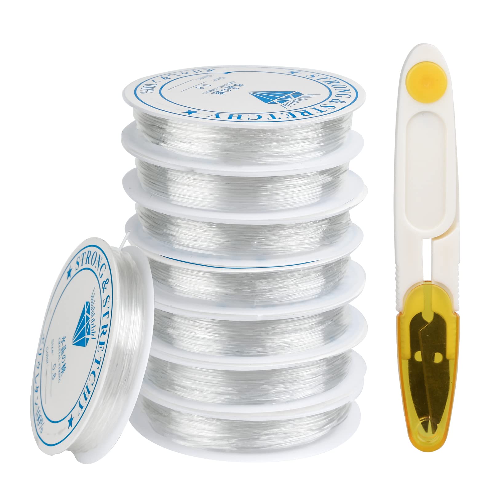 8 x Spool 0.8 mm Thick Crystal Elastic Thread Jewellery Thread Elastic Band for Bracelets Transparent Thread Elastic Jewellery Thread Nylon Cord Elastic Thread Nylon Cord for Bead Jewellery