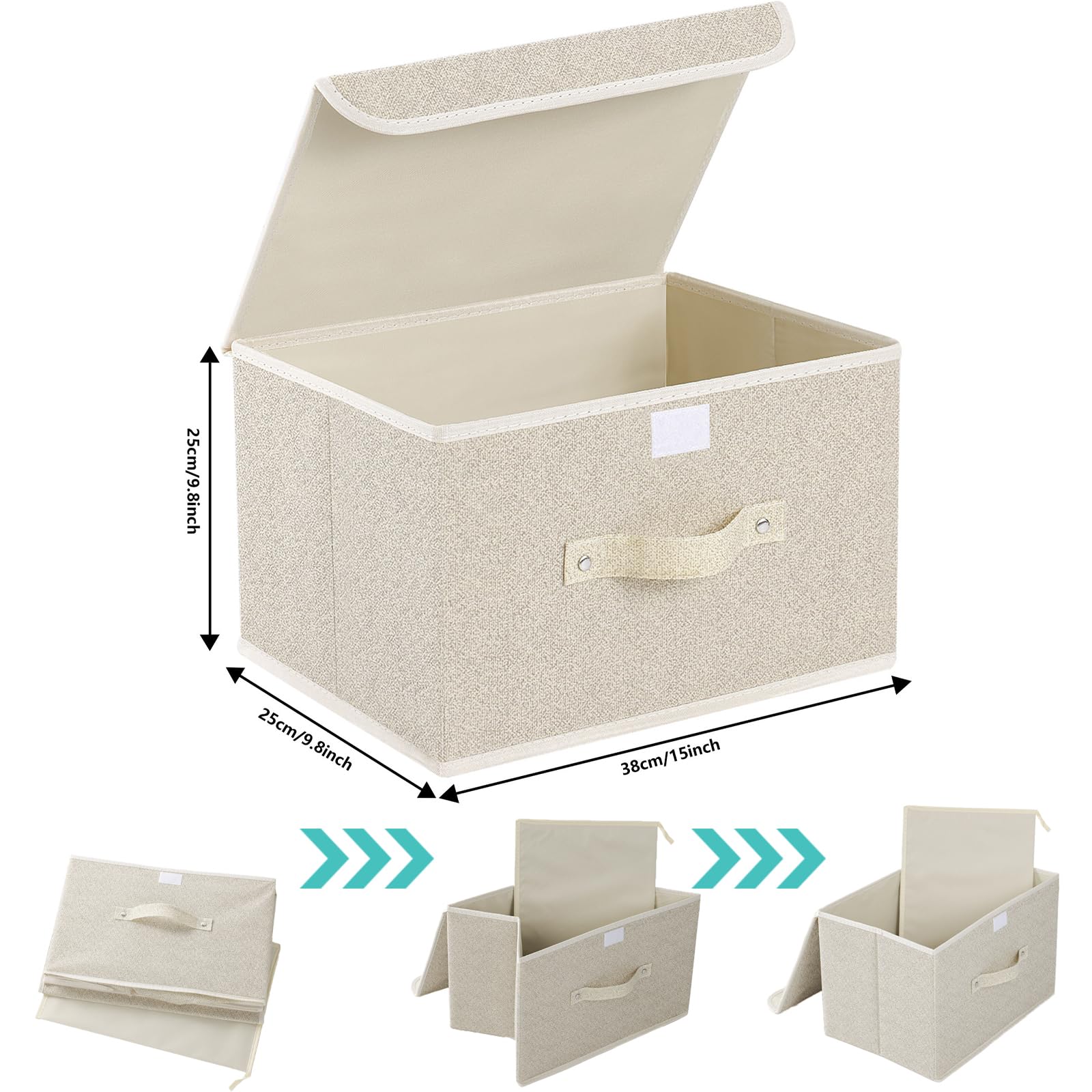 ENUMAIL Fabric Storage Boxes, Cube Baskets with Flip-Top Lid and Handles, Bins for Organizing Home Office and Closet - Image 3