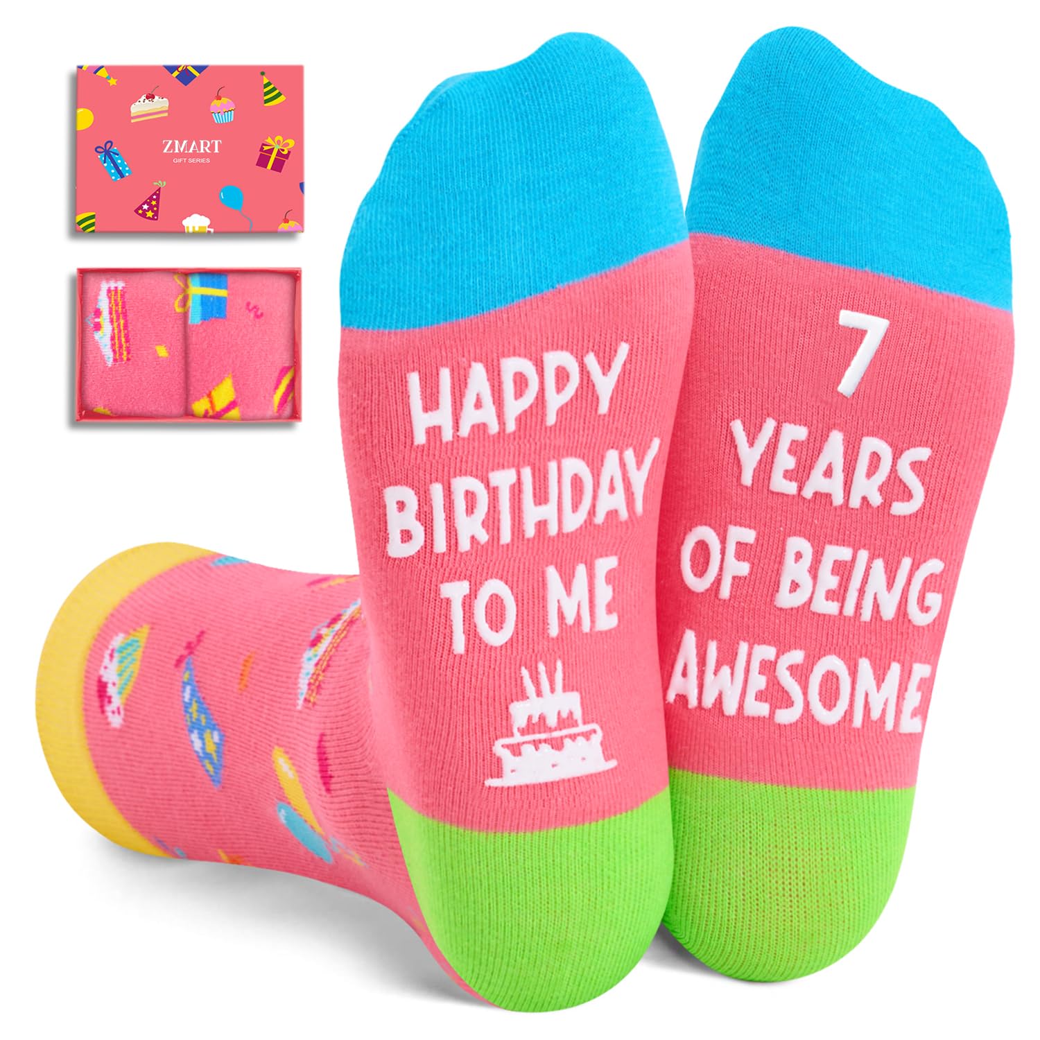 Birthday Gifts for Girls 6-9 Years Old - Socks for Girls Boys Age 6-9, Presents for Kids, Pink