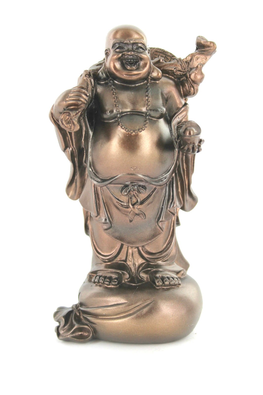 The Leonardo Collection Bronze Happy Holding Stick Buddha Statue Style - Lp23224