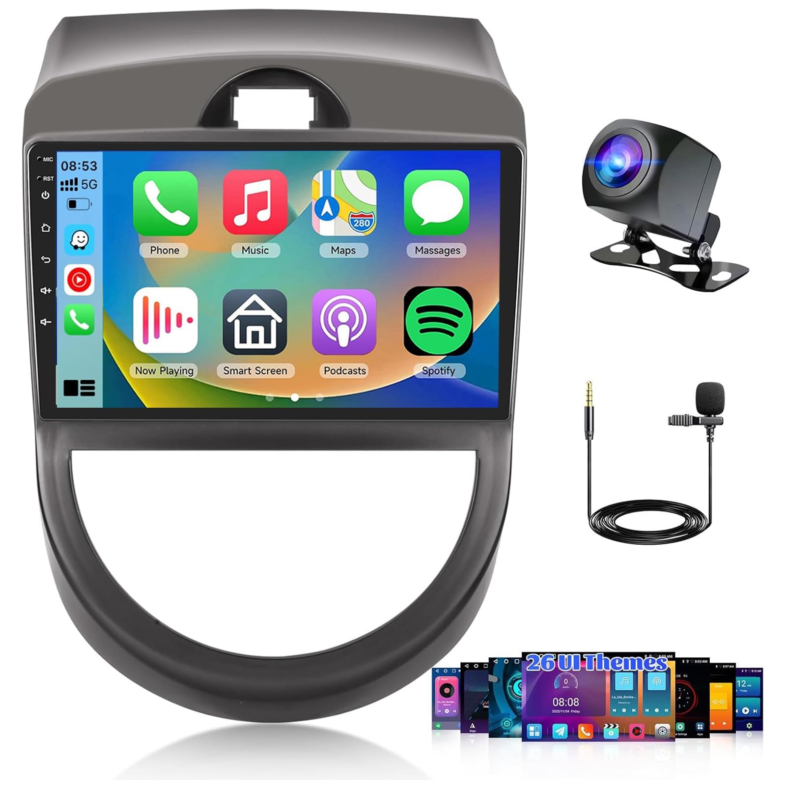 BCBSYCJP Car Radio with Wireless CarPlay Android Auto for KIA Soul 2010-2013 9 Inch Stereo Mirror Link Bluetooth with Android Auto Carplay Wireless WIFI FM GPS,8 Core 4+64G