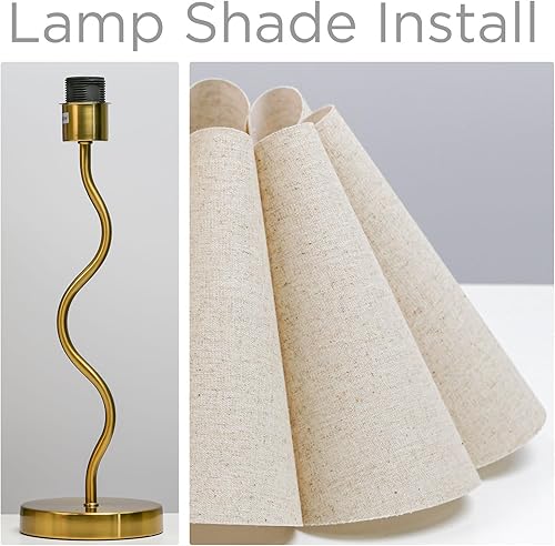 Miniatura 6 de KUNJOULAM Lámpara de mesa pequeña, lámpara de mesita de noche con pantalla de tela en forma de paraguas, mini lámpara de escritorio Morden para