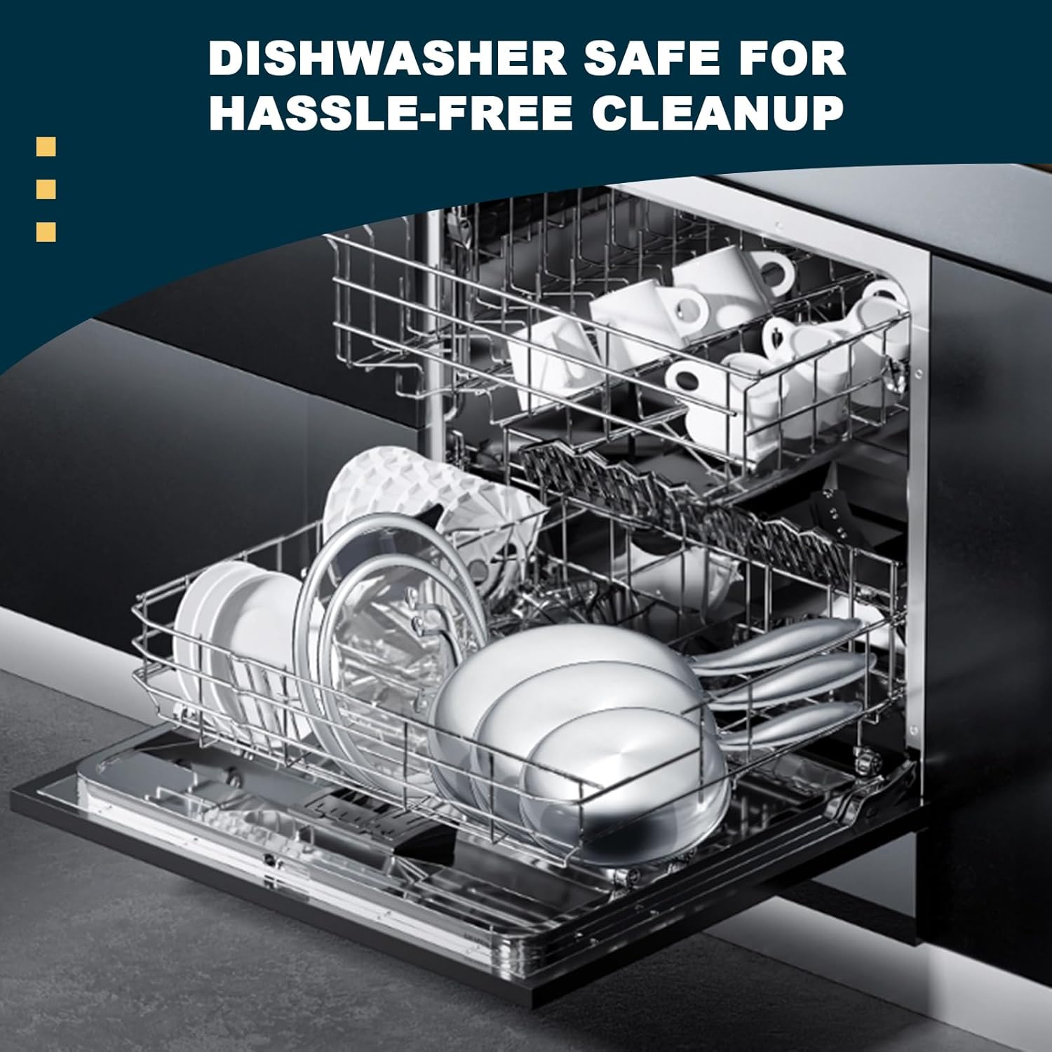 Tri-Ply Stainless Steel Frying Pans Set with Lid, EWFEN 8”/10”/12” Cooking pans, PFOA&PTFE Free Skillet, Induction Cooking Pan, Dishwasher and Oven Safe, Fast & Even Heat, Suitable for All Stove - Image 9