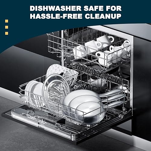 Miniatura 9 de EWFEN - Juego de sartenes de acero inoxidable de tres capas con tapa, sartenes de cocina de 8, 10 y 12 pulgadas, sartén sin PFOA y PTFE, sartén de