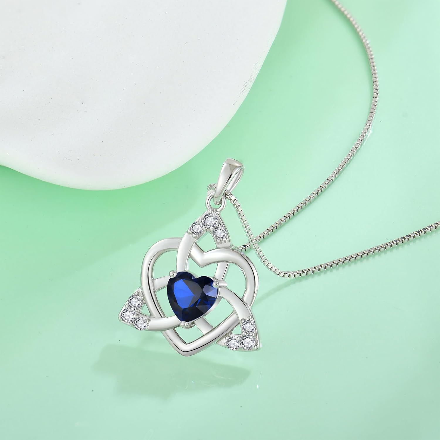 FJ Celtic Knot Necklace 925 Sterling Silver Trinity Love Knot Pendant Irish Good Luck Birthstone Jewelry for Women - Image 3