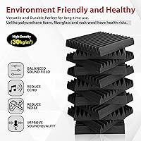 Vista 2 de FONESO Paneles de espuma acústica, paneles de espuma a prueba de sonido para paredes, cuñas insonorizadas de estudio de alto diseño, resistentes al
