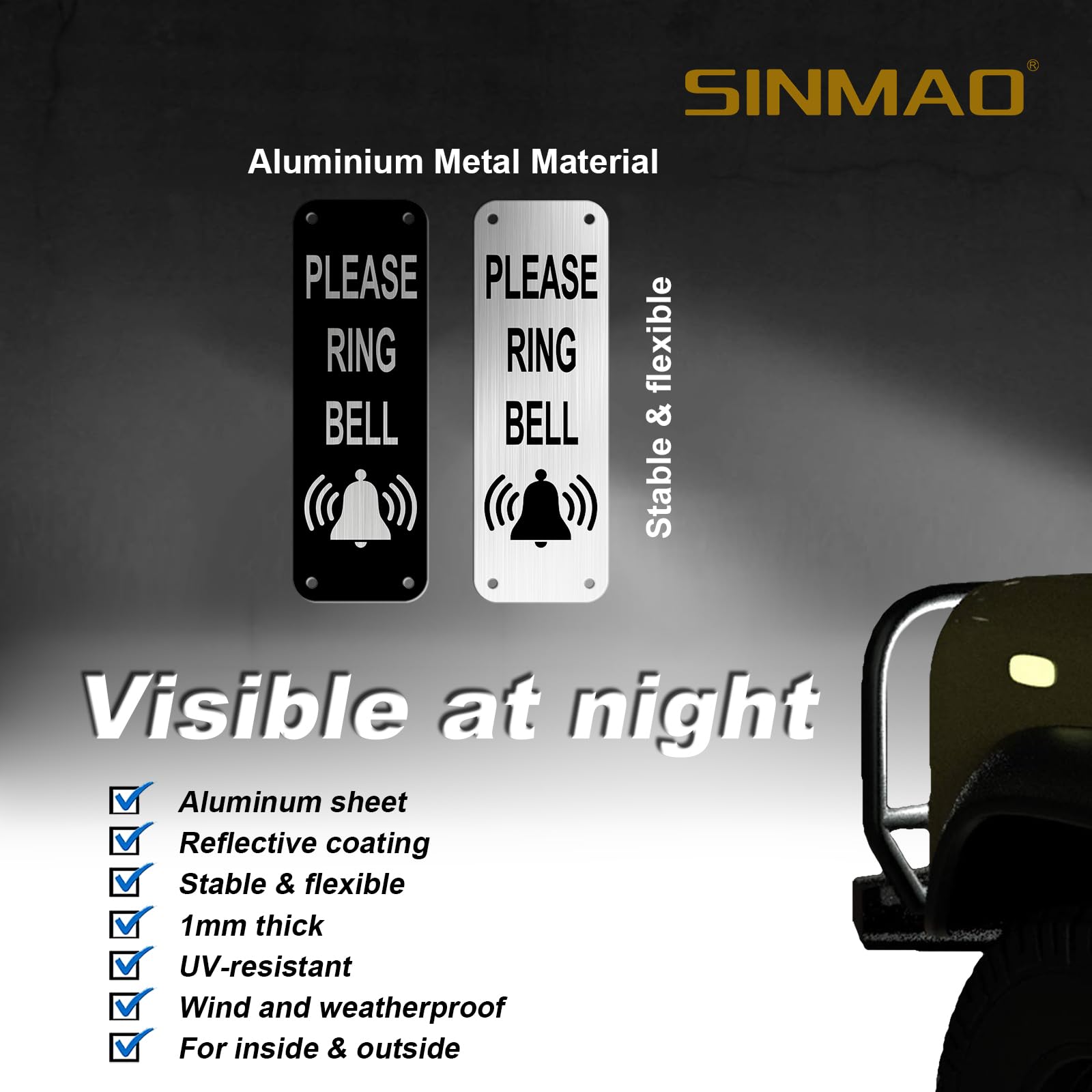 SINMAO House Numbers Plaques Anthracite Grey-Attention Please Doorbell Sign for Front Door,Polite Notice Ring Door Sensor,Aluminium Metal Products - Image 4