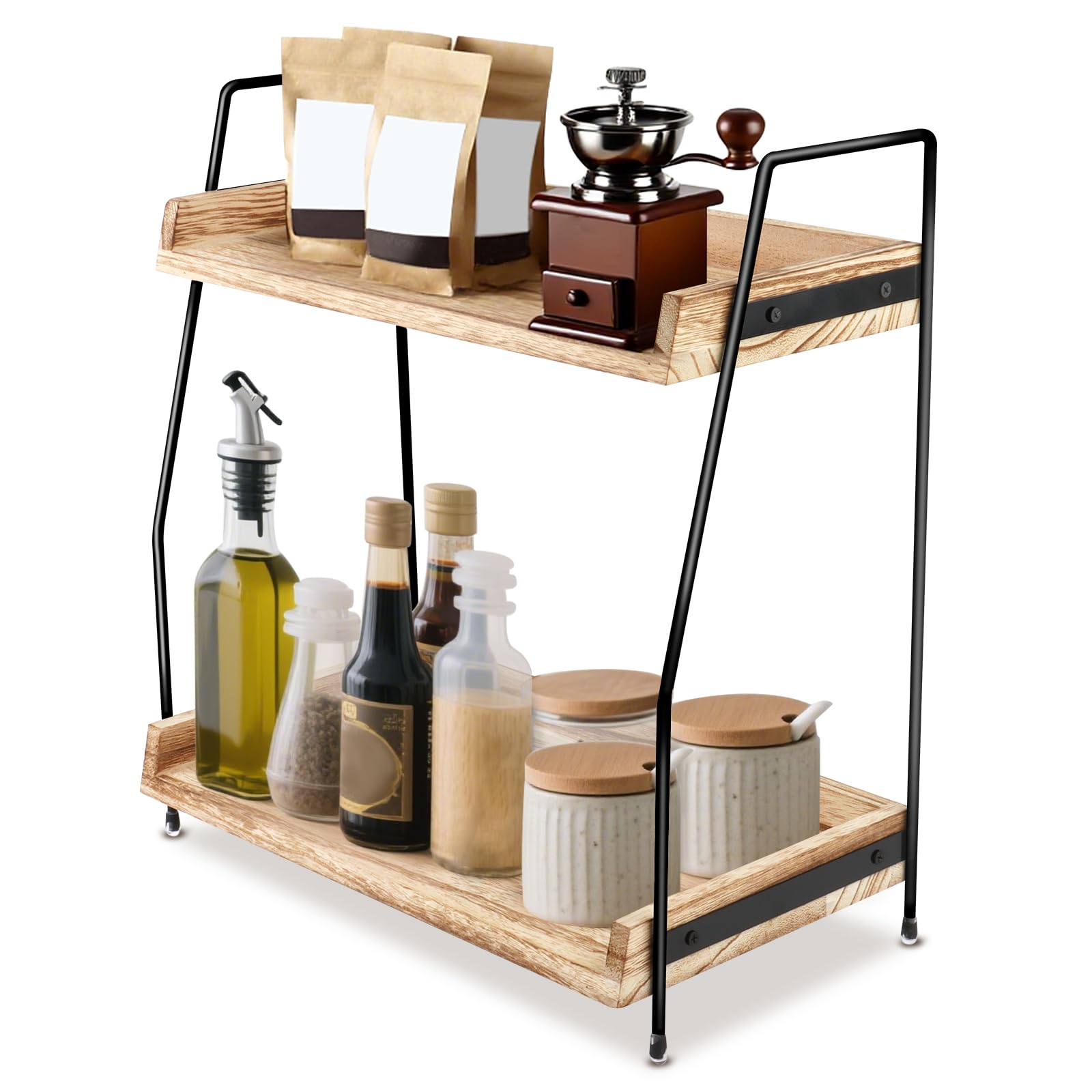 étagère à épices 2 niveaux bois compact