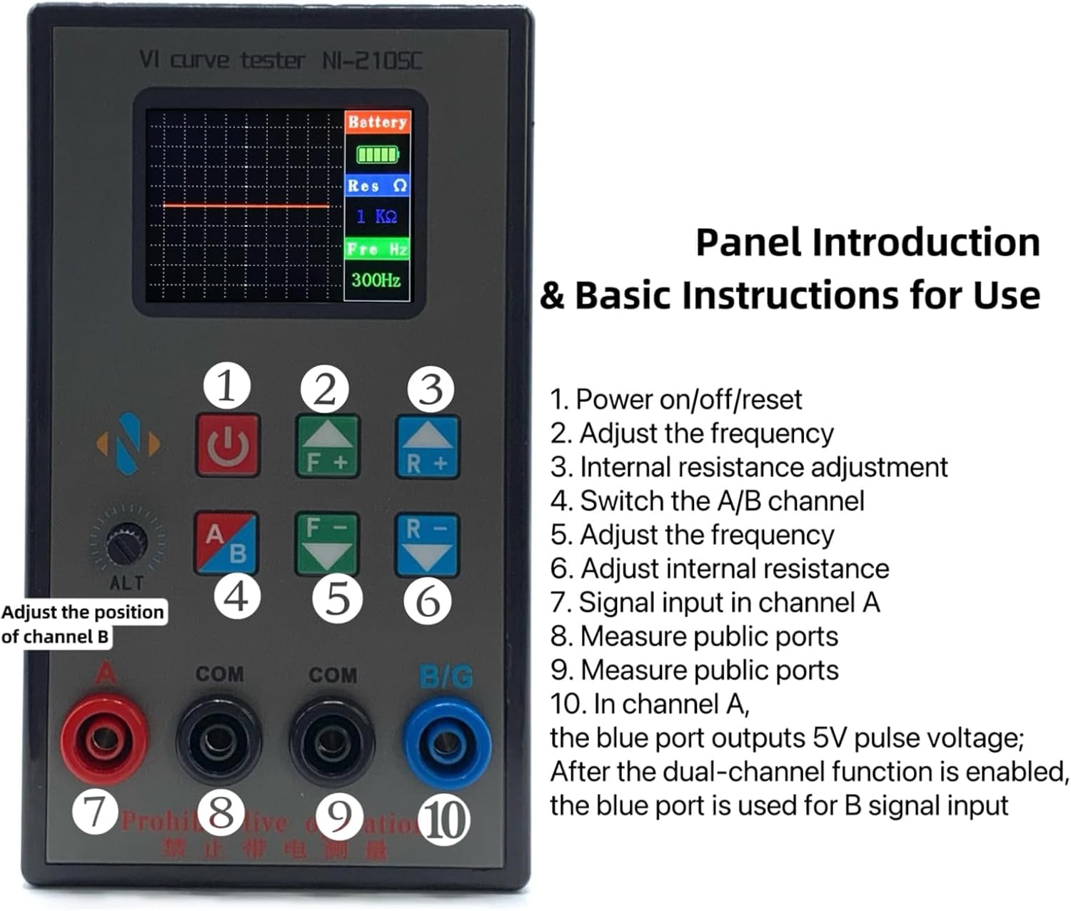 NI210SC Double Channel Curving Line Tester for Circuit Board Analysis Feature 2inch Color Screen and Build-in Battery