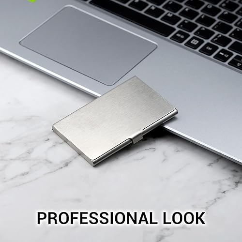 Miniatura 7 de IFAMIO Tarjetero para tarjetas de visita para hombres y mujeres, funda de metal de acero inoxidable para tarjetas de visita, compatible con 15-20
