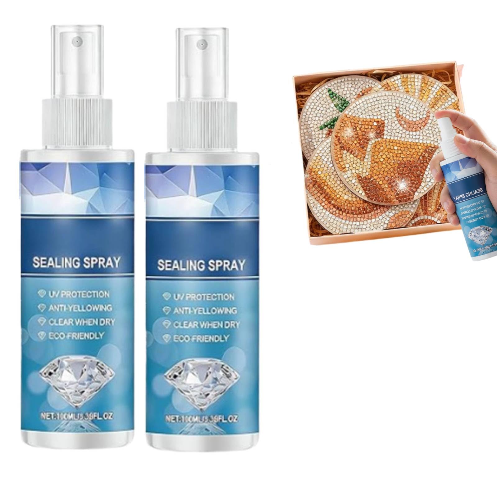 2026Diamond Art Sealer Spray, 100ml Quick-Drying Diamond Art Spray Sealent, Keep DiamondArt Fixed and Shiny, Prevents Dust & Fall-Off, Easy to Use (2Pcs)
