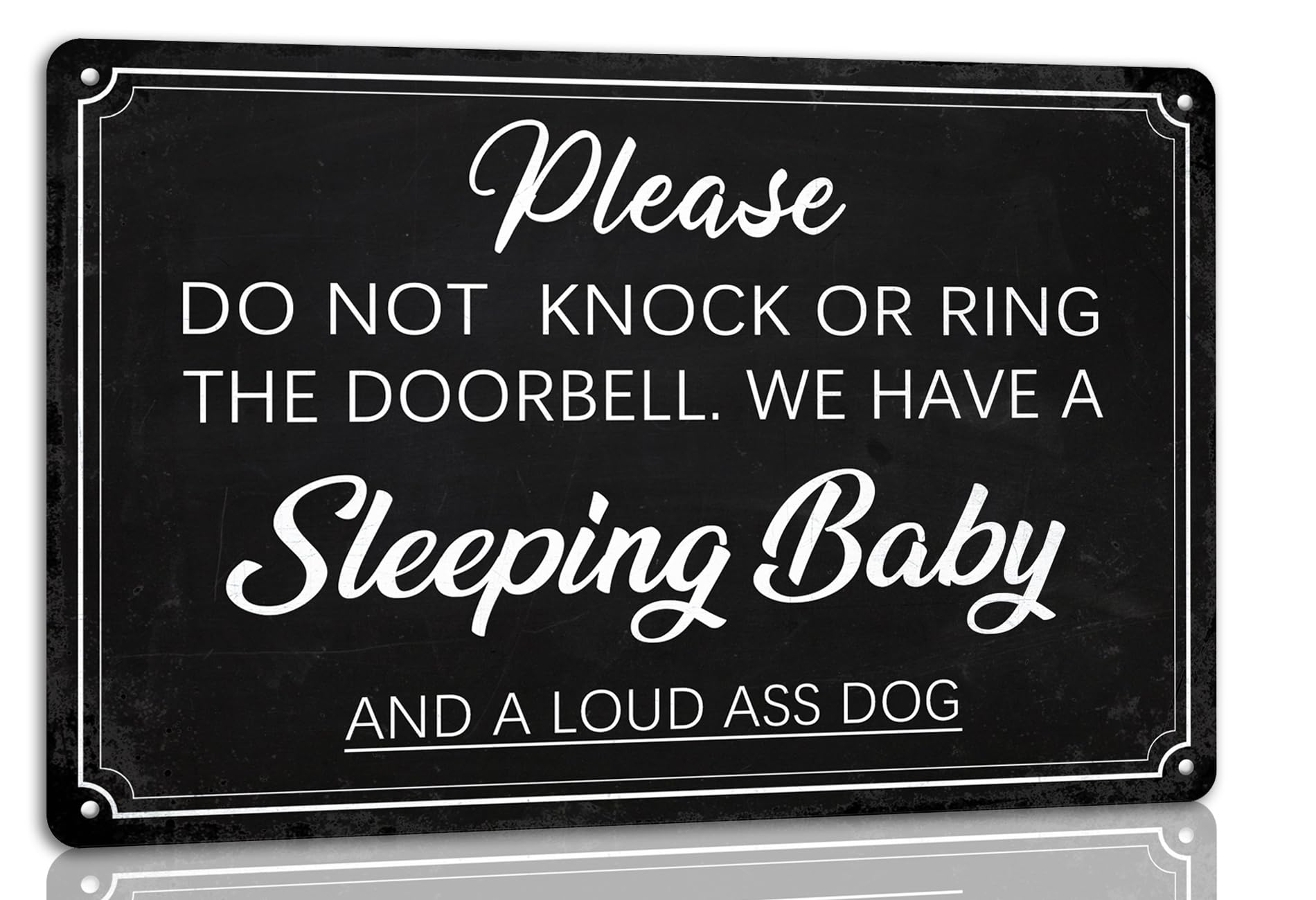SMAZDFXX Please DoKnock or Ring Doorbell Sleeping Sign for Front Door No Soliciting Metal Tin Sign Home Farmhouse Door Wall Decorations 5.5"x8"