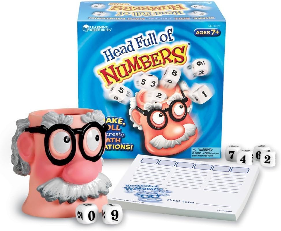 Learning Resources Head Full Of Numbers, Math Games for Kindergarten, Basic Math Skills, 13 Piece Set, Ages 7+