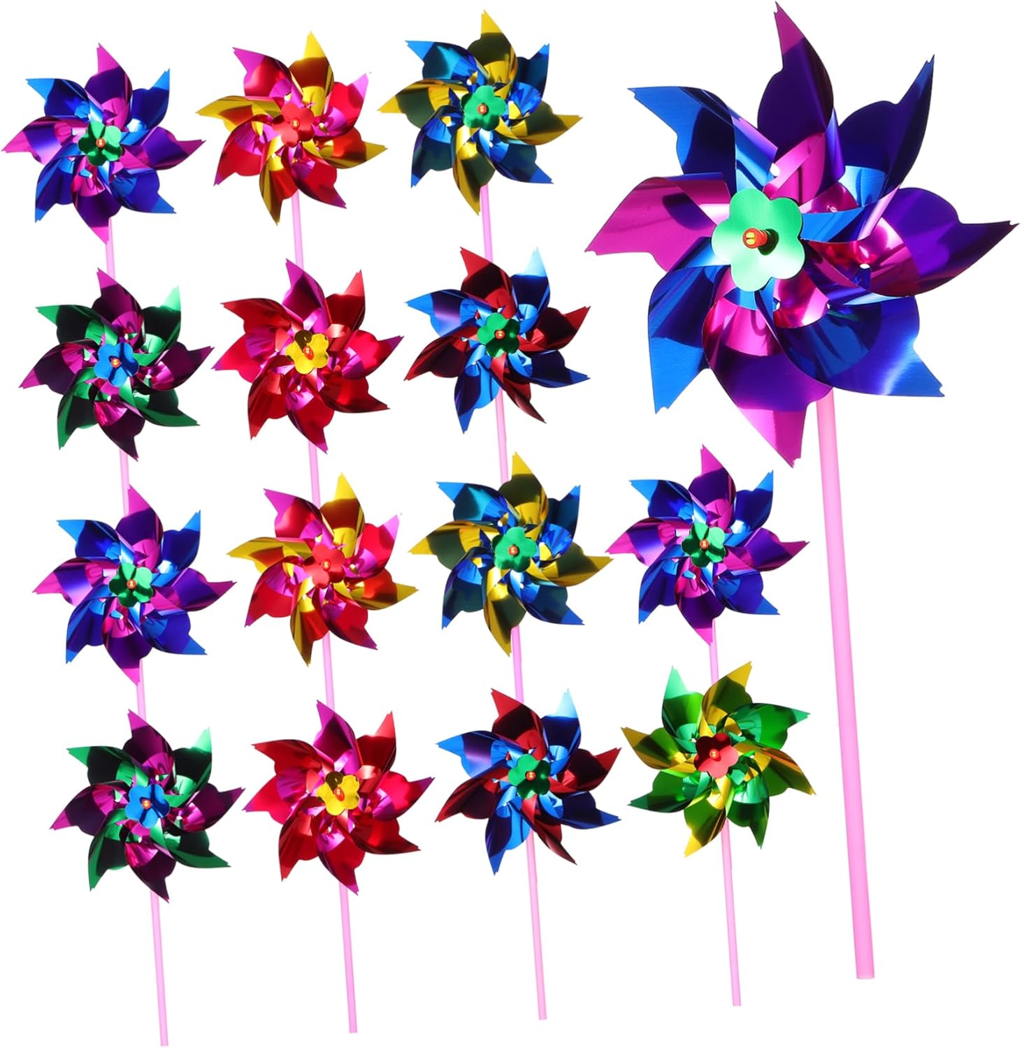 100Pcs Octagonal Garden Windmills Outdoor Pinwheels for Adults for Lawn Garden Fun