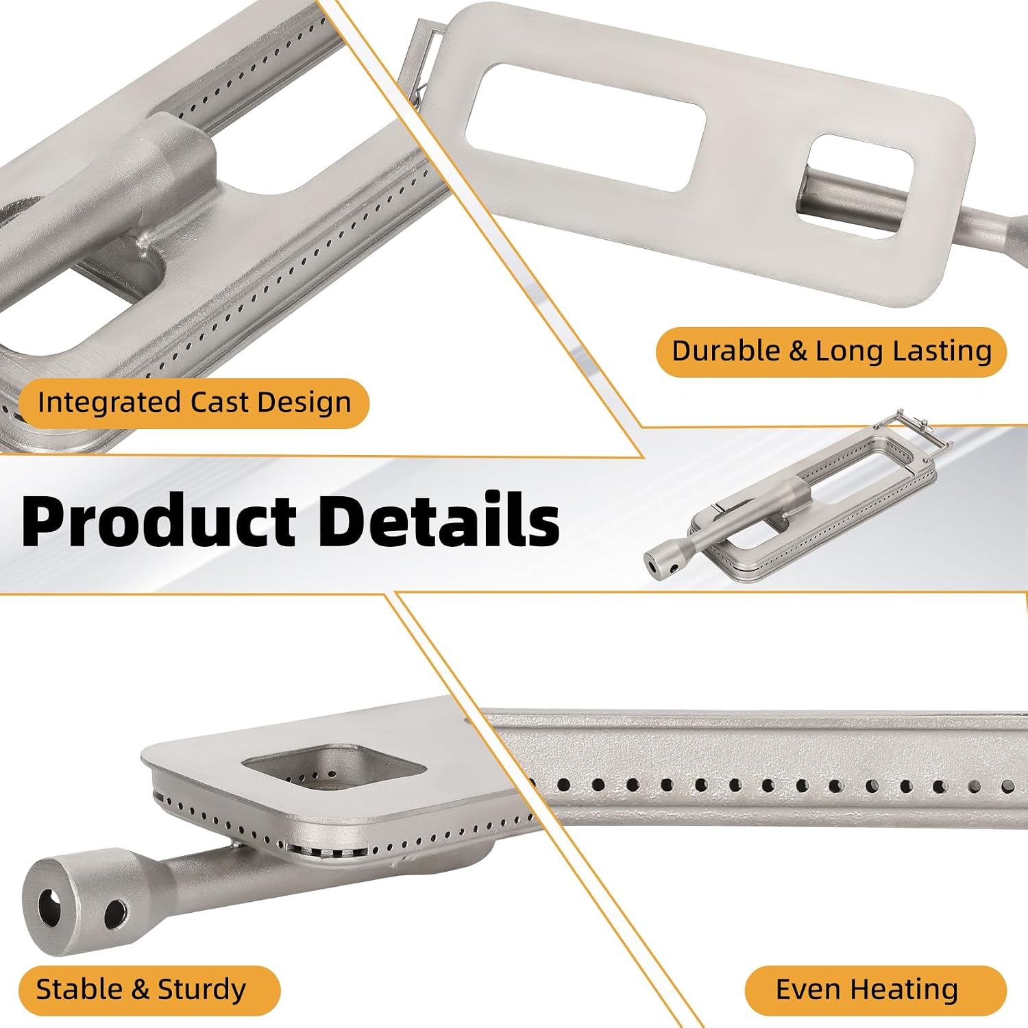 Upgraded 1-Pack Cast 304 Stainless Steel Grill Burners 15.8" - Fits Members Mark, Coyote, Grand Hall, Bakers & Chefs Grills - Replaces CISC, 29251, Y0660, Y0101XC, Y0005XC, 608SB, Monarch, Regal