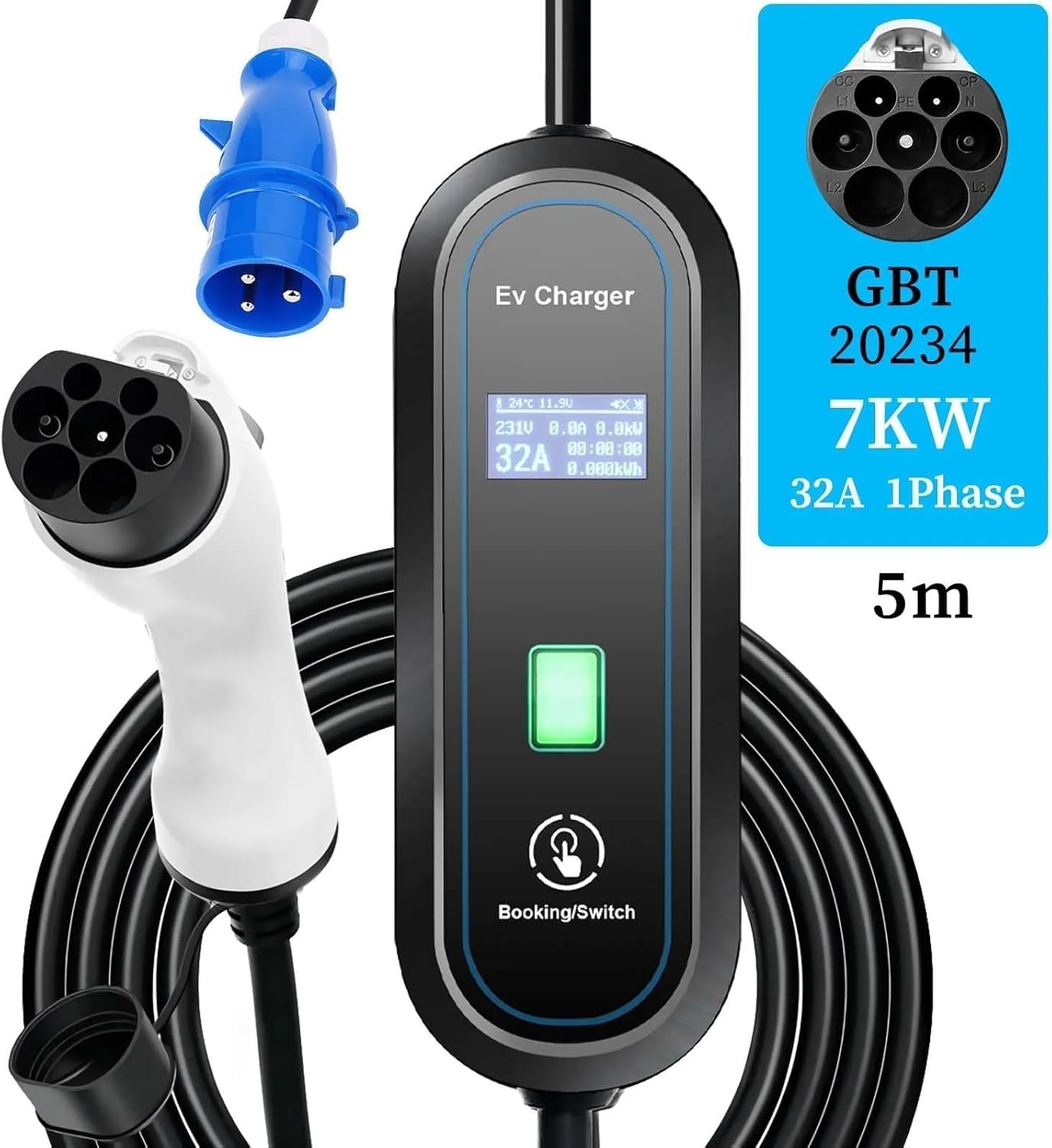 Amazon.co.jp: WJW 電気自動車充電器 ポータブル EV 充電器 80-250V