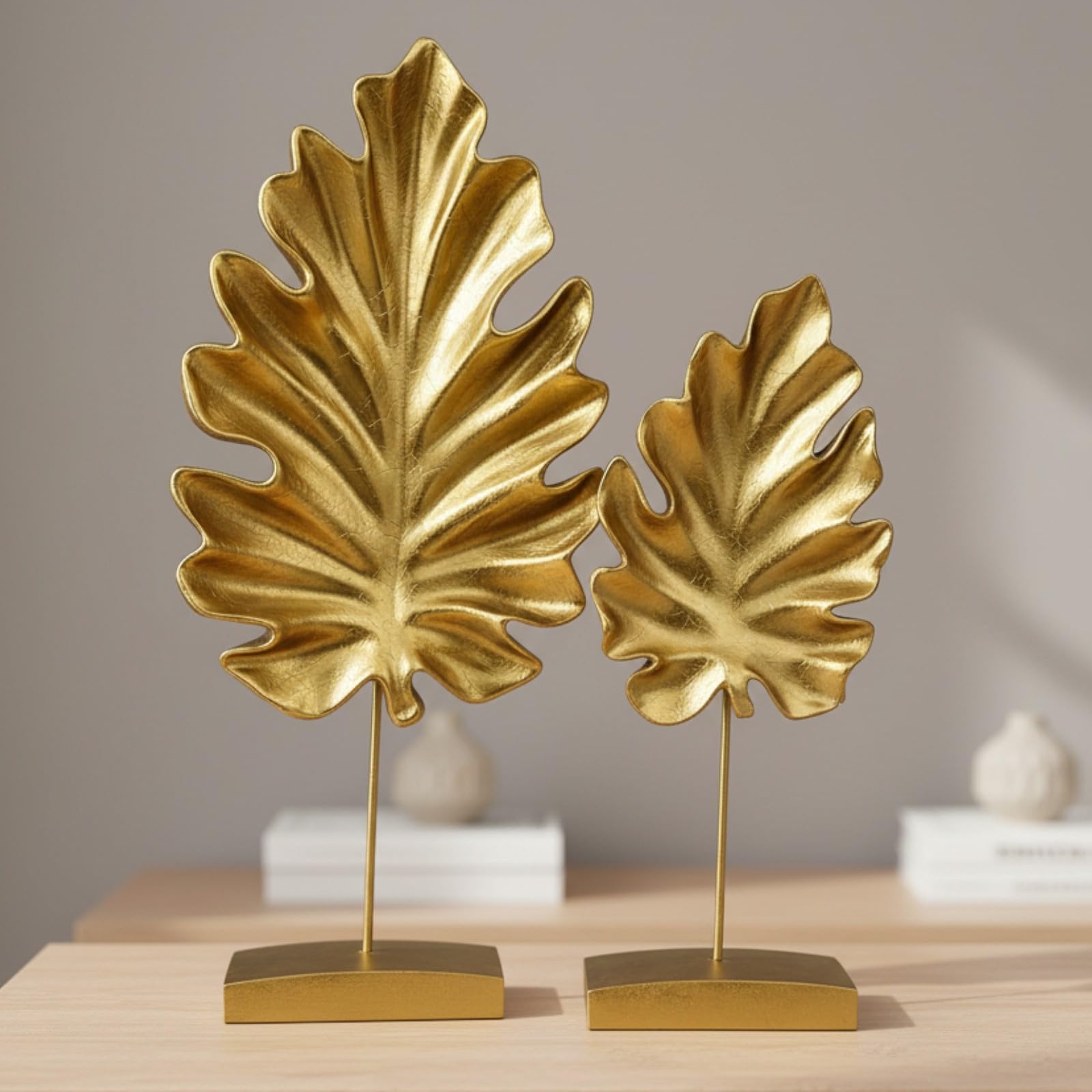 bamyum Statuetta decorativa a forma di piuma dorata moderna, decorazione da tavolo, per soggiorno, esterni, giardino, moderna, idea regalo