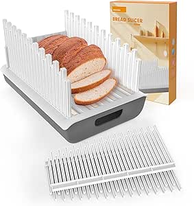Jumeihui Adjustable Bread Slicer with Crumb Tray and Thickness Options