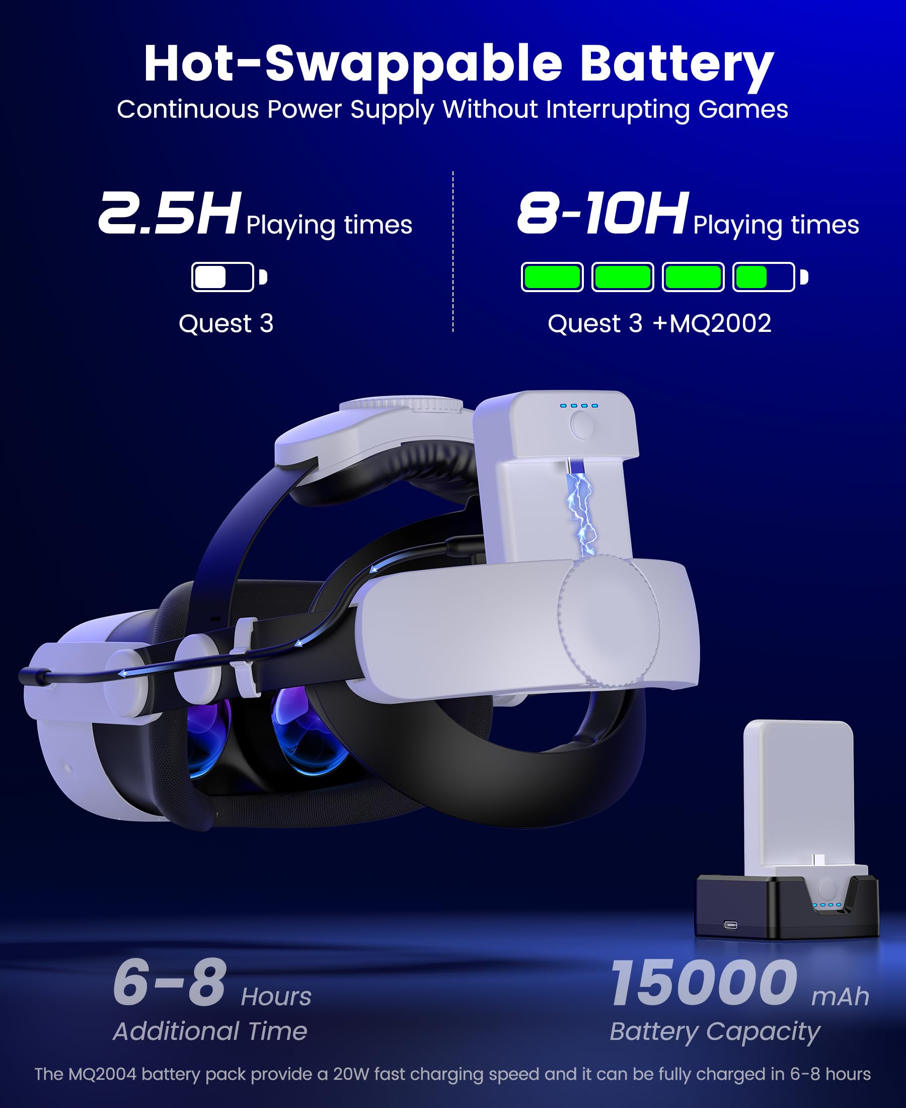 Amazon.co.jp: バッテリーヘッドストラップ 15000mAh Meta Quest 3/2用