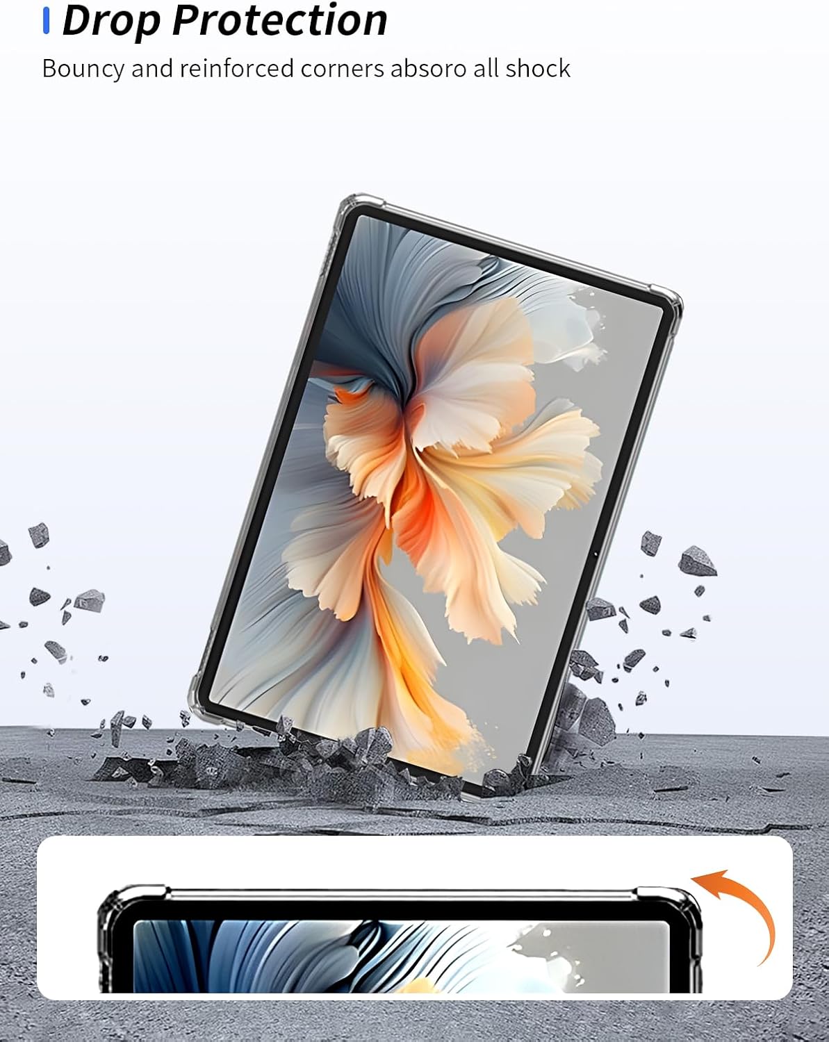 Clear Case for Lenovo Yoga Tab Plus Premium AI-Powered Tablet 12.7 Inch 2025 New, WUNIAK Thin Slim Lightweight Scratch Proof,Durable Protection Silicone Rubber TPU Cover (Clear). image 5